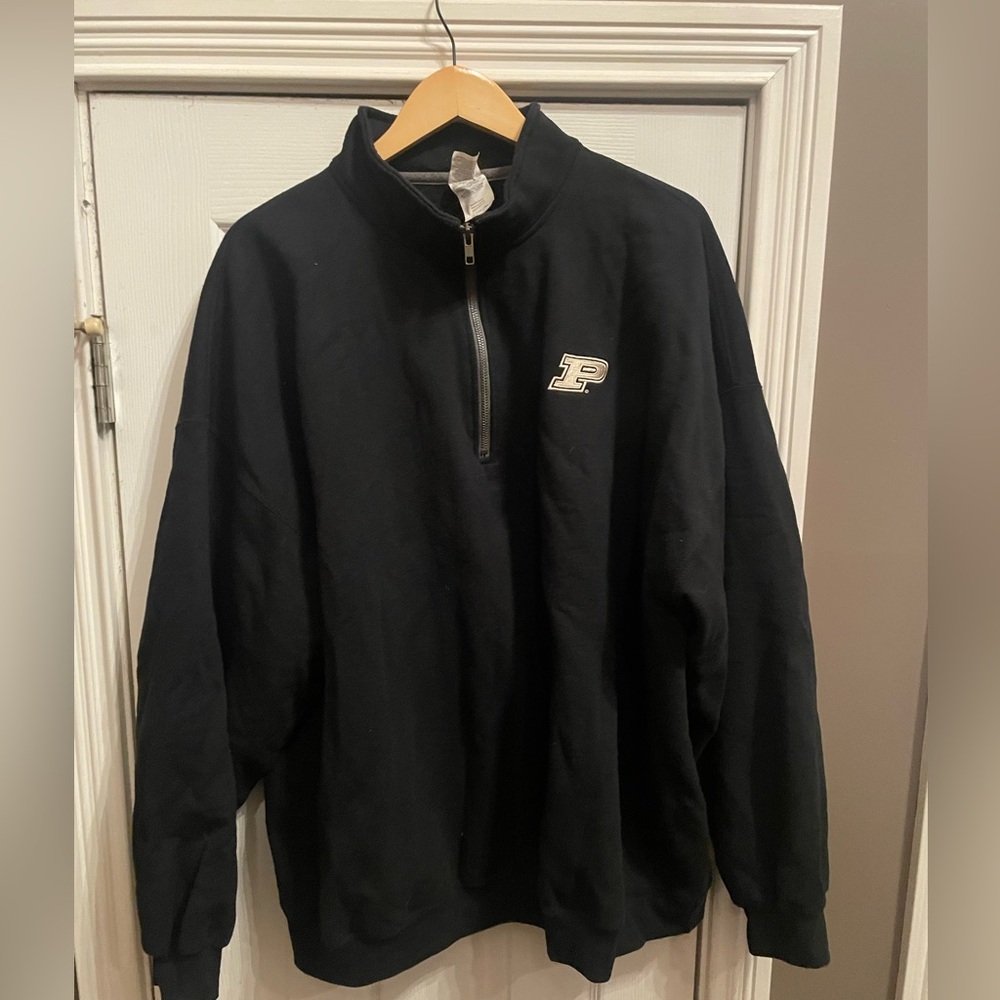 Black Purdue University Quarter-Zip Sweater